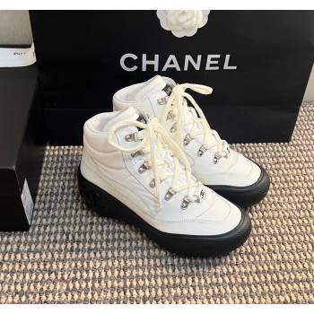 Chanel Coco Neige Fabric and Calfskin Snow Sneakers 5cm G45337 White/Black 2024 (KL-241017114)