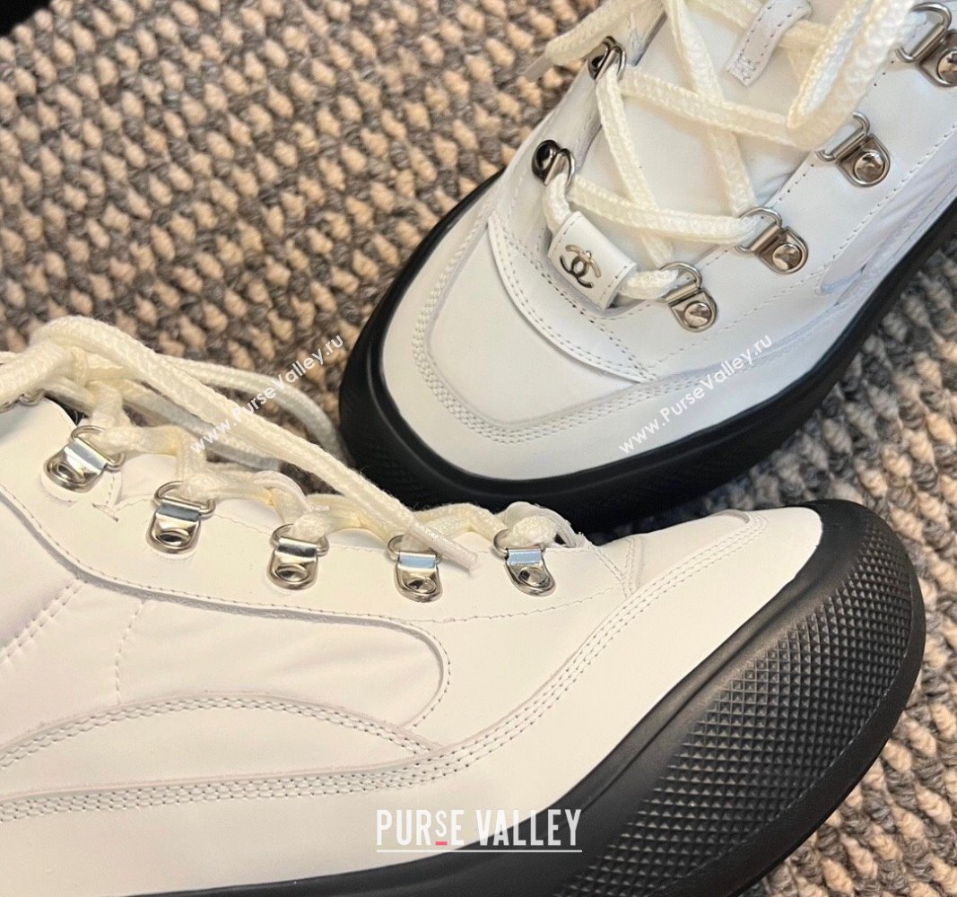 Chanel Coco Neige Fabric and Calfskin Snow Sneakers 5cm G45337 White/Black 2024 (KL-241017114)