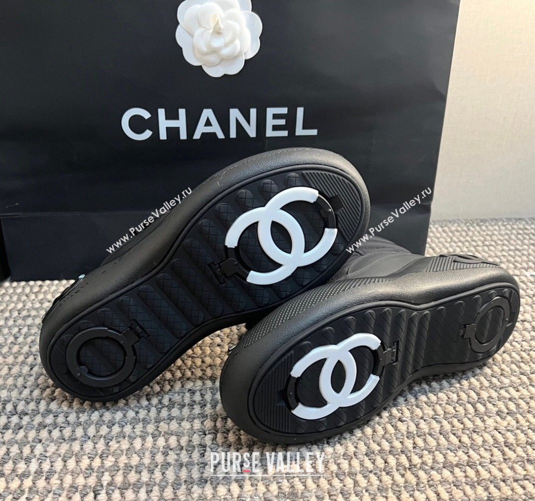 Chanel Coco Neige Fabric and Calfskin Snow Sneakers 5cm G45337 Black2 2024 (KL-241017115)