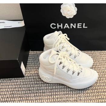 Chanel Coco Neige Wool and Suede Snow Sneakers 5cm G45337 White2 2024 (KL-241017117)