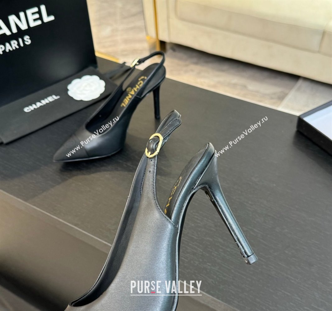 Chanel Calfskin Grosgrain Pointed Slingback Pumps Black 2024 CH101719 (KL-241017120)