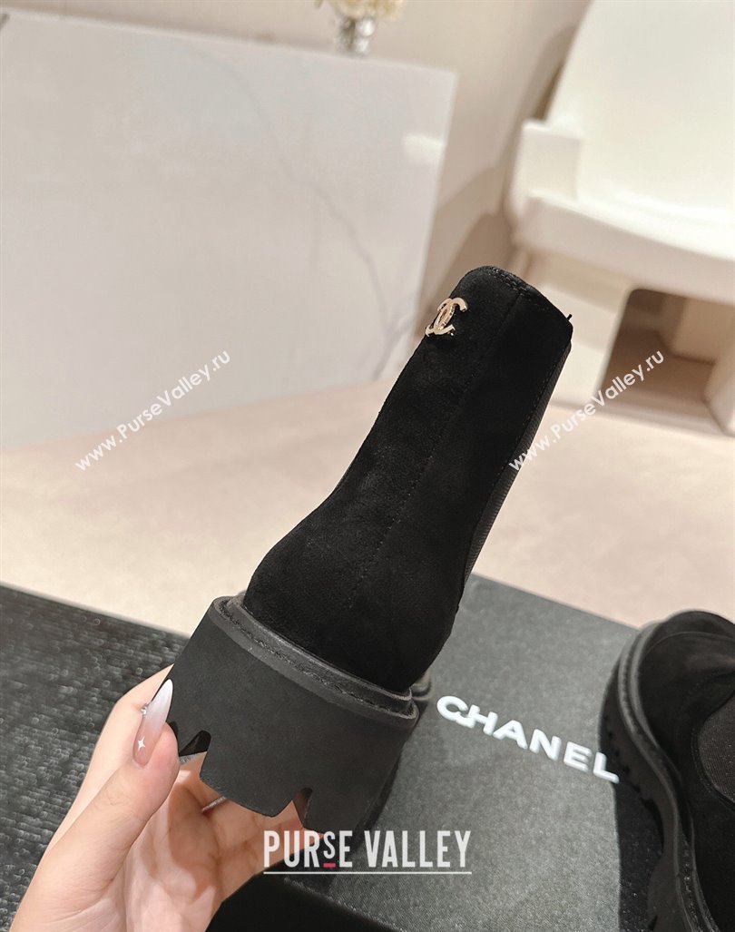 Chanel Suede Elastic Ankle Boots Black 2024 CH101621 (MD-241016078)