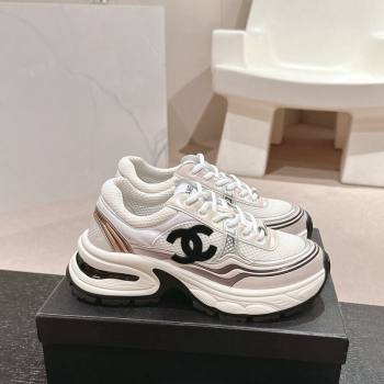 Chanel Calfskin Mesh Sneakers White/Purple 2024 CH101627 (MD-241016096)