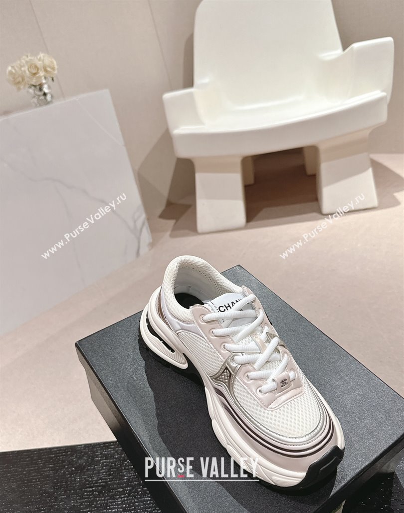 Chanel Calfskin Mesh Sneakers White/Purple 2024 CH101627 (MD-241016096)