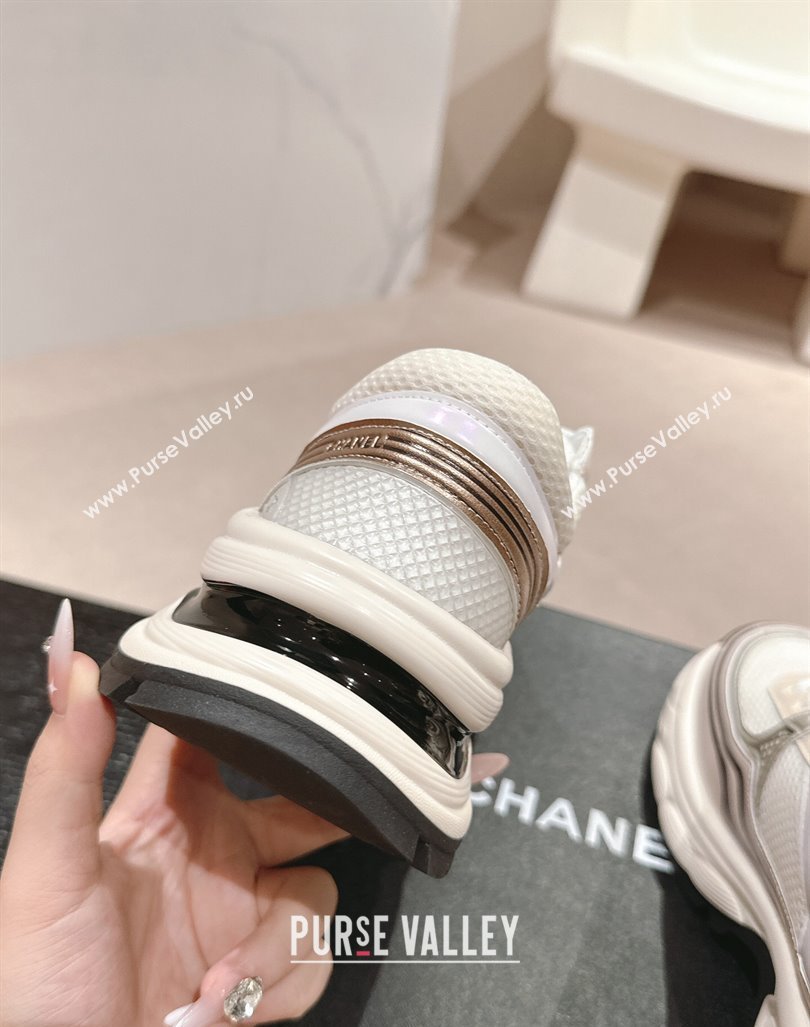 Chanel Calfskin Mesh Sneakers White/Purple 2024 CH101627 (MD-241016096)