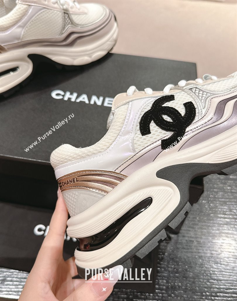 Chanel Calfskin Mesh Sneakers White/Purple 2024 CH101627 (MD-241016096)