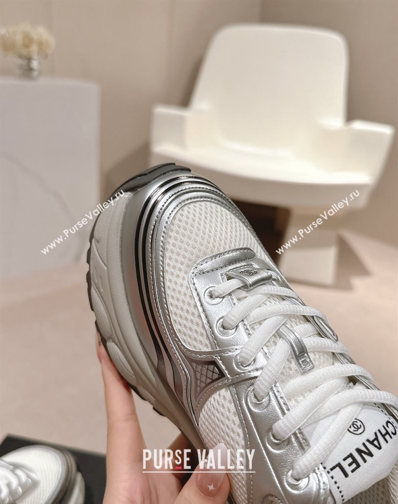 Chanel Calfskin Mesh Sneakers White/Silver 2024 CH101627 (MD-241016097)