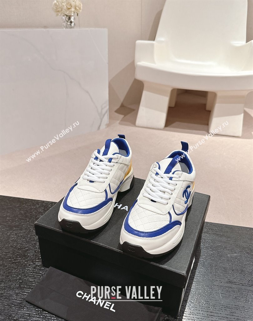 Chanel Quilted Calfskin Sneakers White/Blue 1 2024 CH1016281 (MD-241016102)