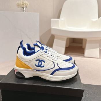 Chanel Quilted Calfskin Sneakers White/Blue 1 2024 CH1016281 (MD-241016102)