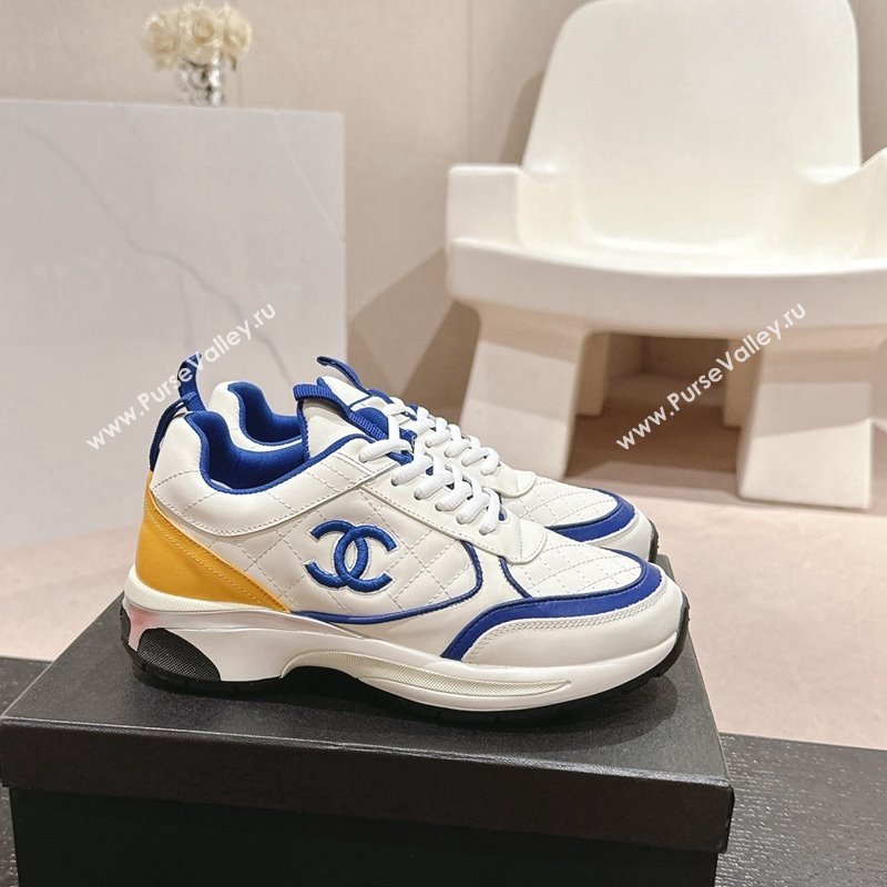 Chanel Quilted Calfskin Sneakers White/Blue 1 2024 CH1016281 (MD-241016102)