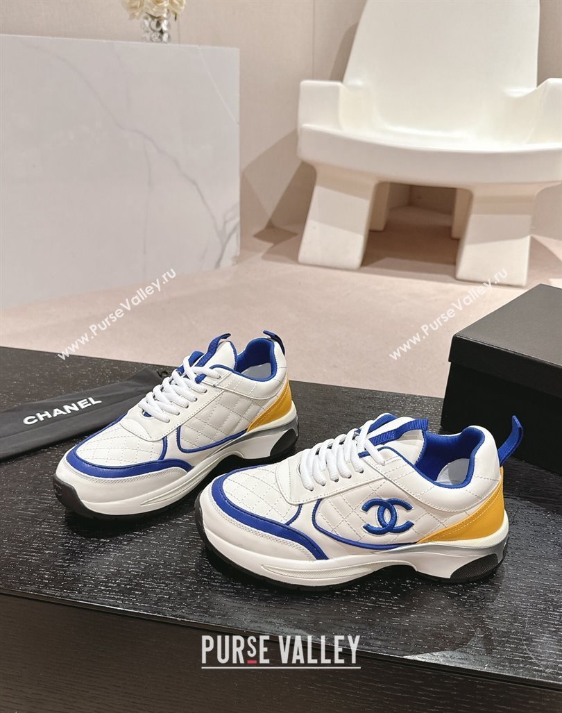 Chanel Quilted Calfskin Sneakers White/Blue 1 2024 CH1016281 (MD-241016102)