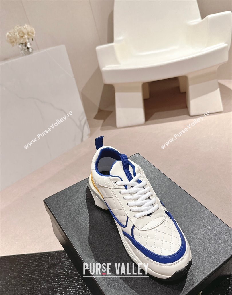 Chanel Quilted Calfskin Sneakers White/Blue 1 2024 CH1016281 (MD-241016102)