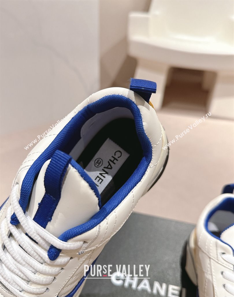 Chanel Quilted Calfskin Sneakers White/Blue 1 2024 CH1016281 (MD-241016102)