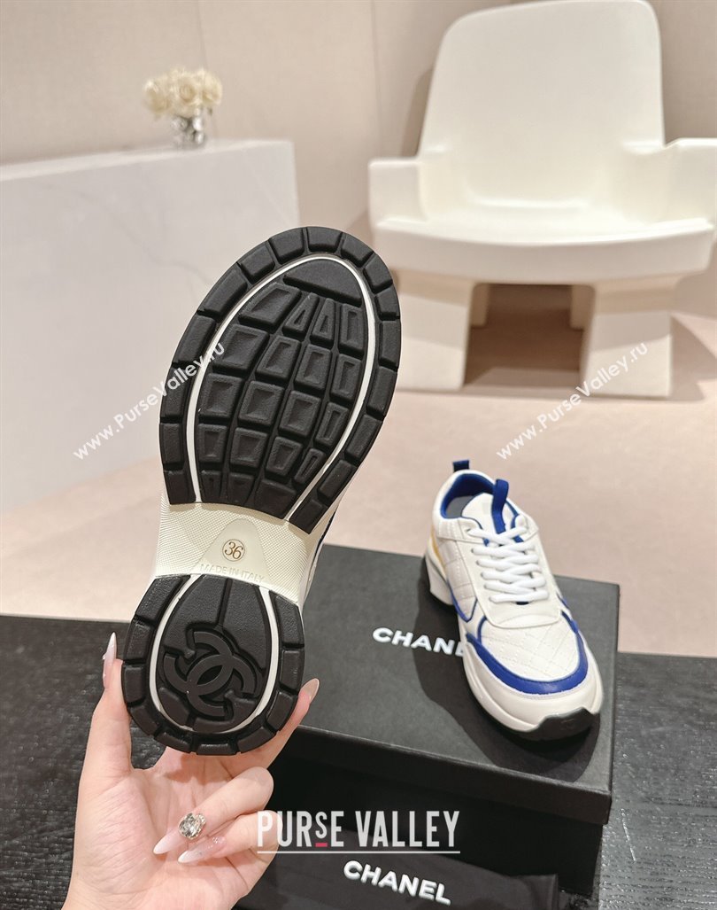 Chanel Quilted Calfskin Sneakers White/Blue 1 2024 CH1016281 (MD-241016102)