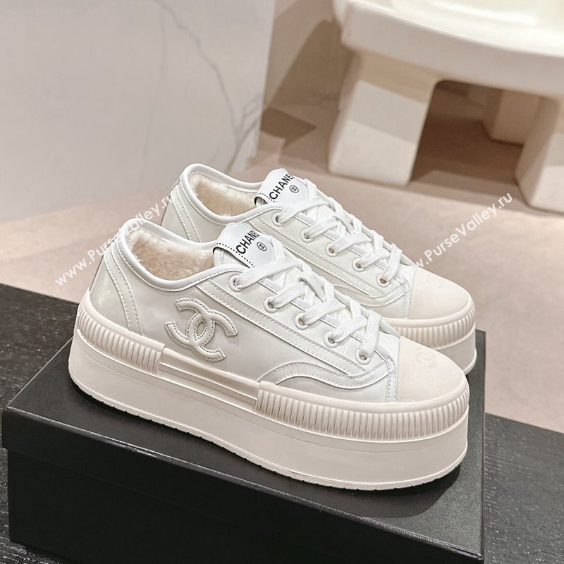 Chanel Patent Calfskin Platform Sneakers White 2024 CH101630 (MD-241016116)