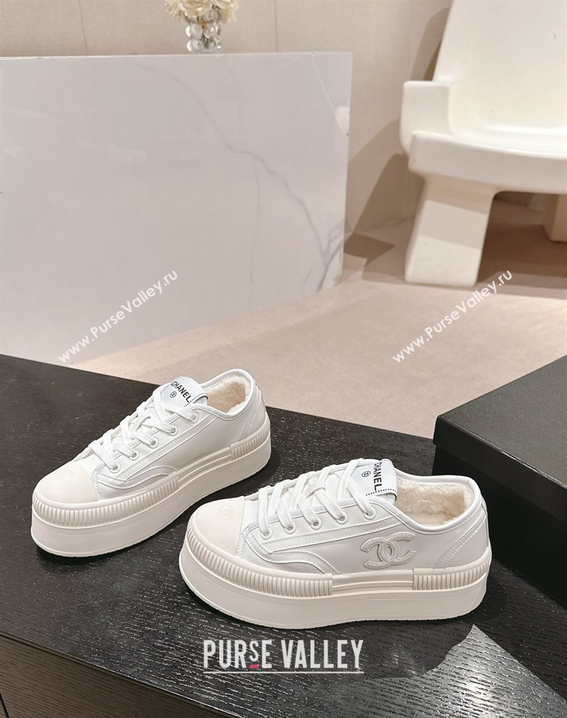 Chanel Patent Calfskin Platform Sneakers White 2024 CH101630 (MD-241016116)