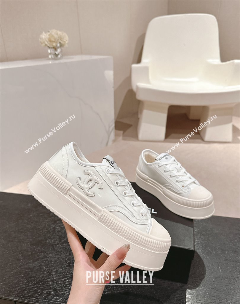 Chanel Patent Calfskin Platform Sneakers White 2024 CH101630 (MD-241016116)