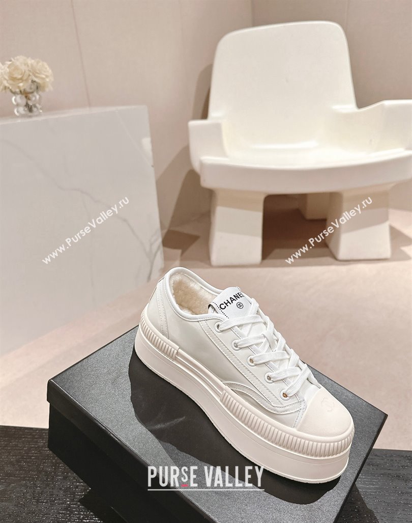 Chanel Patent Calfskin Platform Sneakers White 2024 CH101630 (MD-241016116)