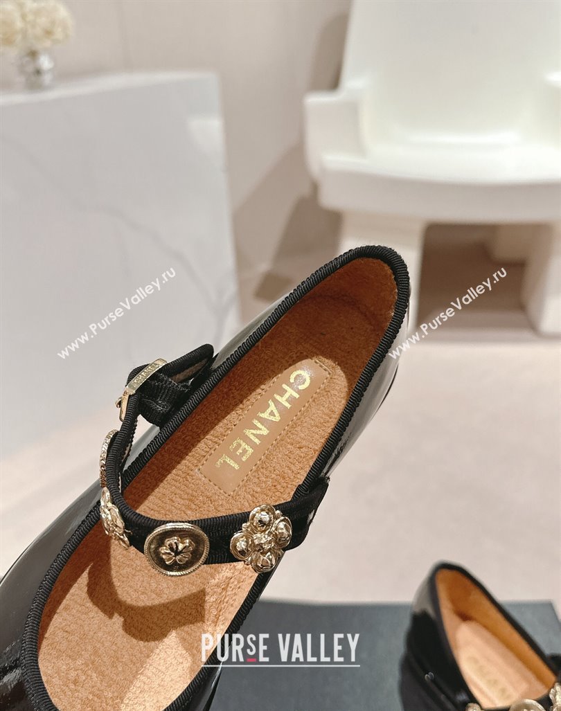 Chanel Patent Calfskin Mary Janes Ballet Flat with Charm Black 2024 G45778 (MD-241016123)