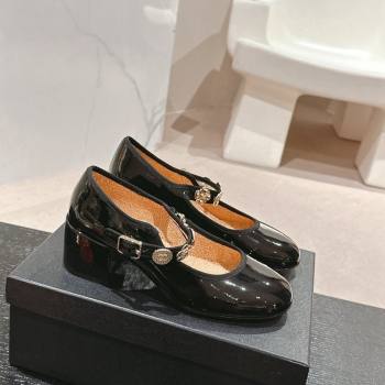 Chanel Patent Calfskin Mary Janes Pumps 5cm with Charm Black 2024 G45778 (MD-241016130)