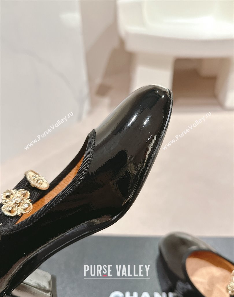 Chanel Patent Calfskin Mary Janes Pumps 5cm with Charm Black 2024 G45778 (MD-241016130)