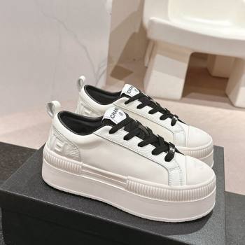 Chanel Grianed Calfskin Platform Sneakers White/Black 2024 CH101630 (MD-241016117)