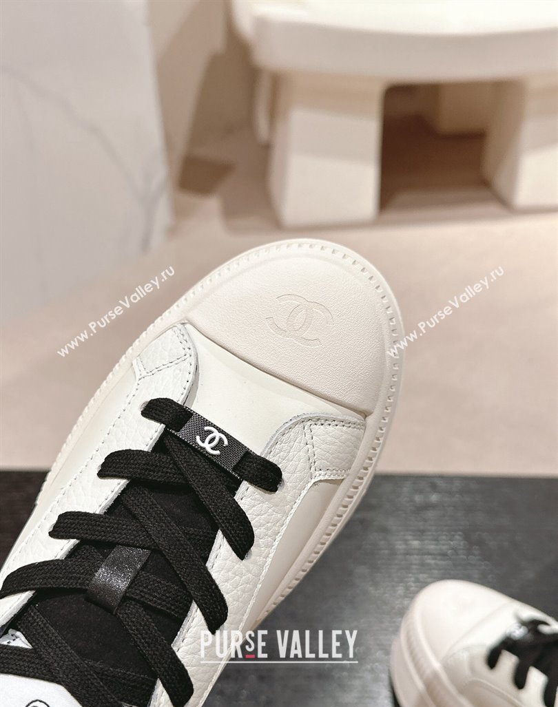 Chanel Grianed Calfskin Platform Sneakers White/Black 2024 CH101630 (MD-241016117)