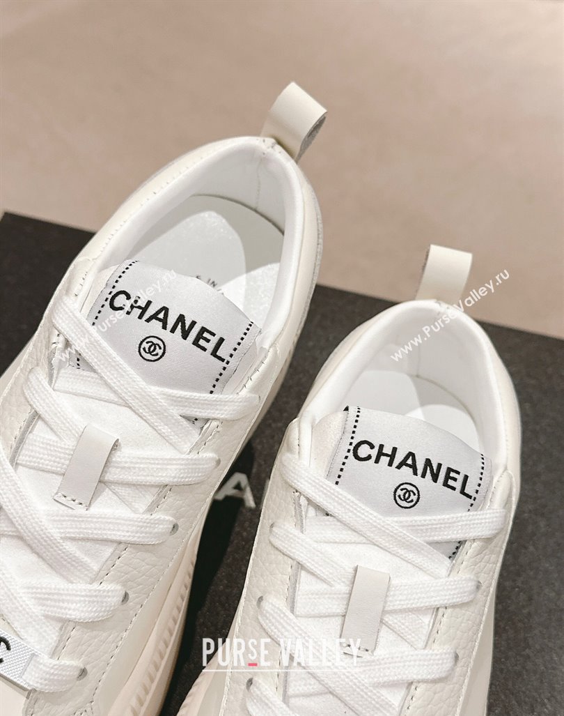 Chanel Grianed Calfskin Platform Sneakers White Leather 2024 CH101630 (MD-241016118)