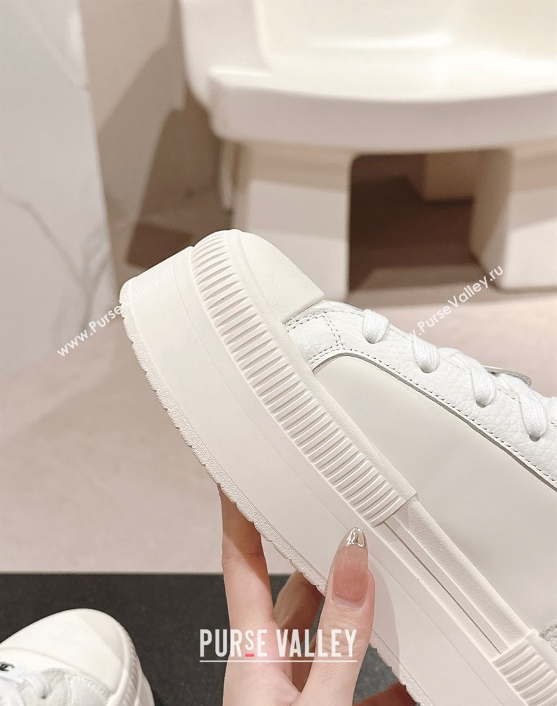 Chanel Grianed Calfskin Platform Sneakers White Leather 2024 CH101630 (MD-241016118)