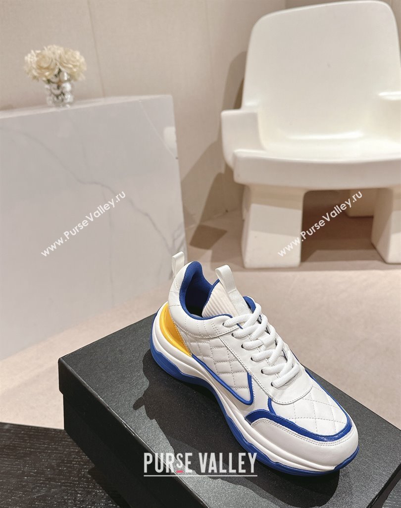 Chanel Quilted Calfskin Sneakers White/Blue 2024 CH1016282 (MD-241016105)