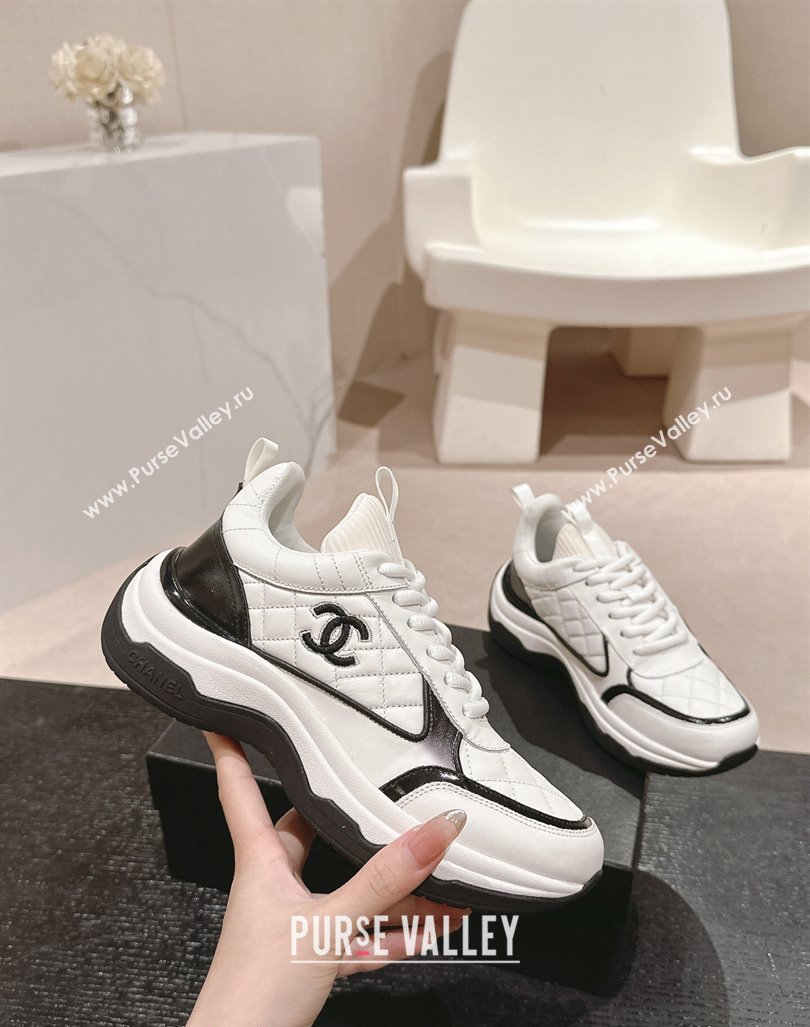 Chanel Quilted Calfskin Sneakers White2 2024 CH1016282 (MD-241016106)