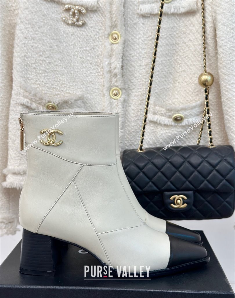 Chanel Patchwork Lambskin Ankle Boots White 2024 CH101618 (MD-241016067)