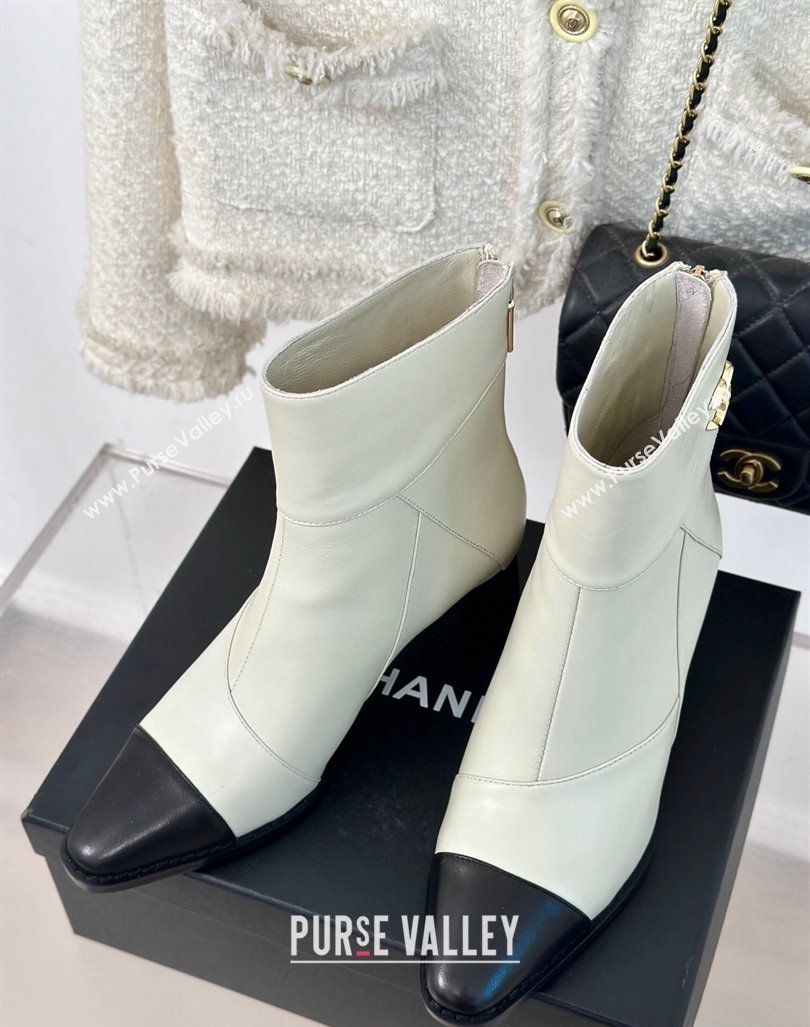 Chanel Patchwork Lambskin Ankle Boots White 2024 CH101618 (MD-241016067)