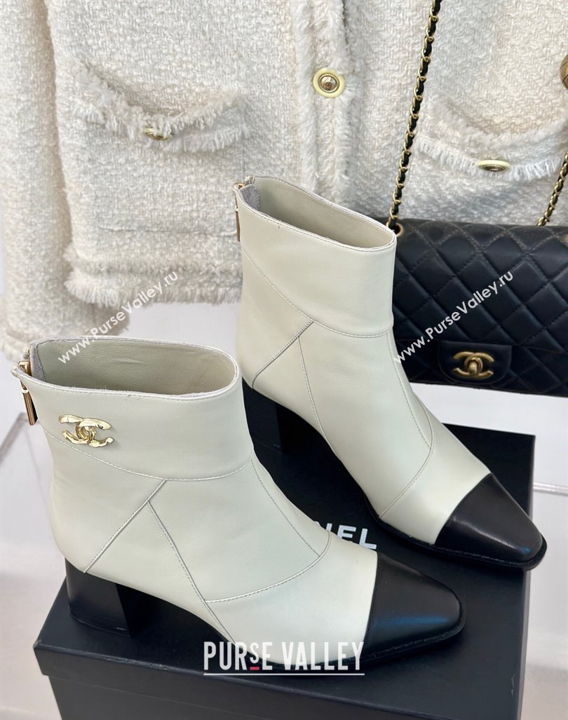 Chanel Patchwork Lambskin Ankle Boots White 2024 CH101618 (MD-241016067)