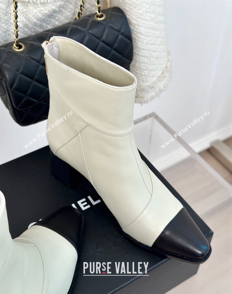 Chanel Patchwork Lambskin Ankle Boots White 2024 CH101618 (MD-241016067)