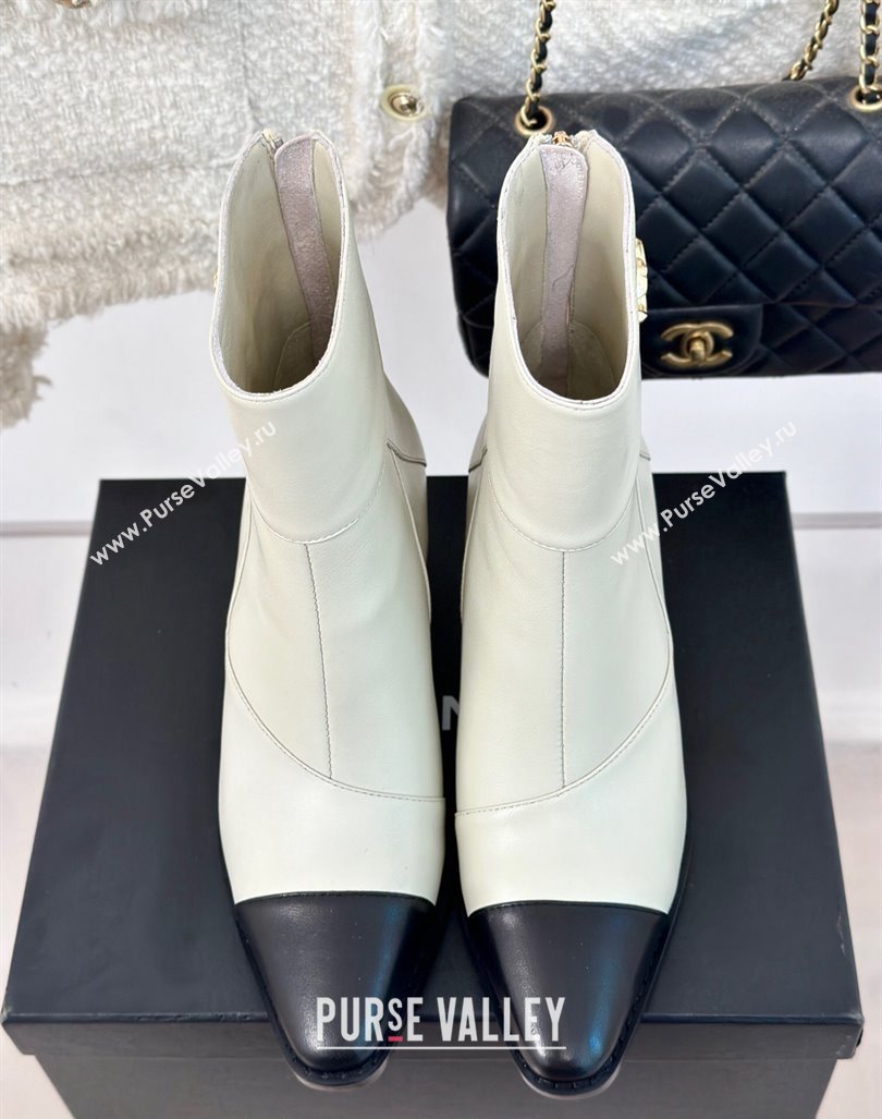 Chanel Patchwork Lambskin Ankle Boots White 2024 CH101618 (MD-241016067)