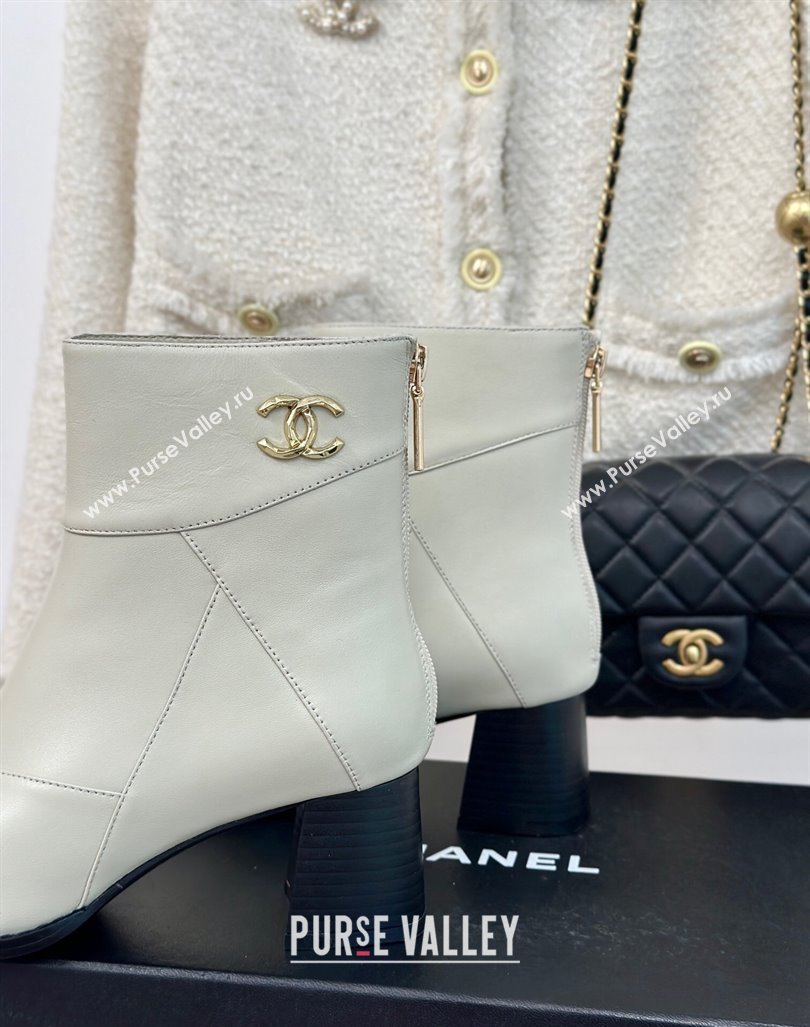 Chanel Patchwork Lambskin Ankle Boots White 2024 CH101618 (MD-241016067)