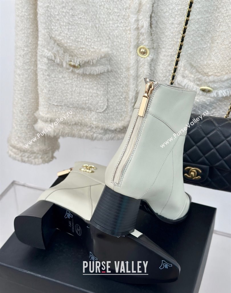 Chanel Patchwork Lambskin Ankle Boots White 2024 CH101618 (MD-241016067)