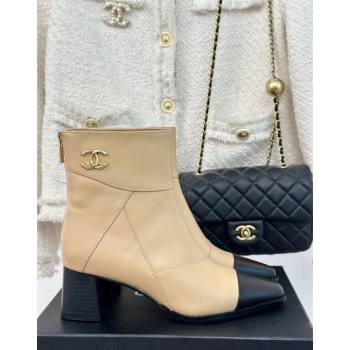 Chanel Patchwork Lambskin Ankle Boots Beige 2024 CH101618 (MD-241016068)