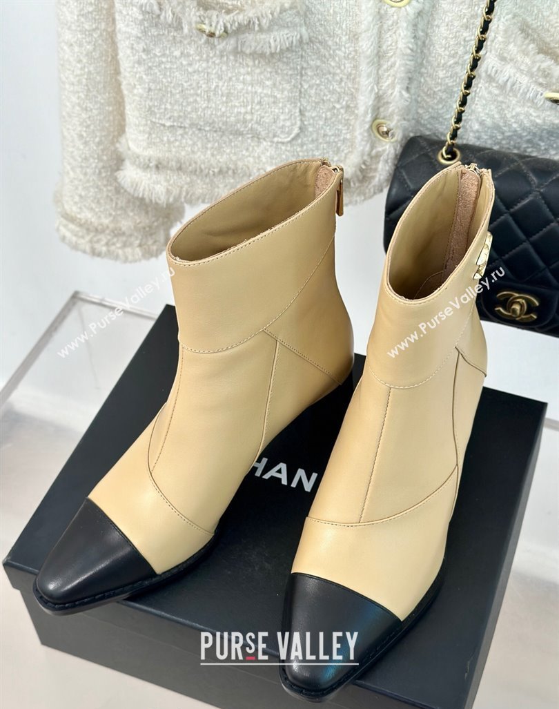 Chanel Patchwork Lambskin Ankle Boots Beige 2024 CH101618 (MD-241016068)