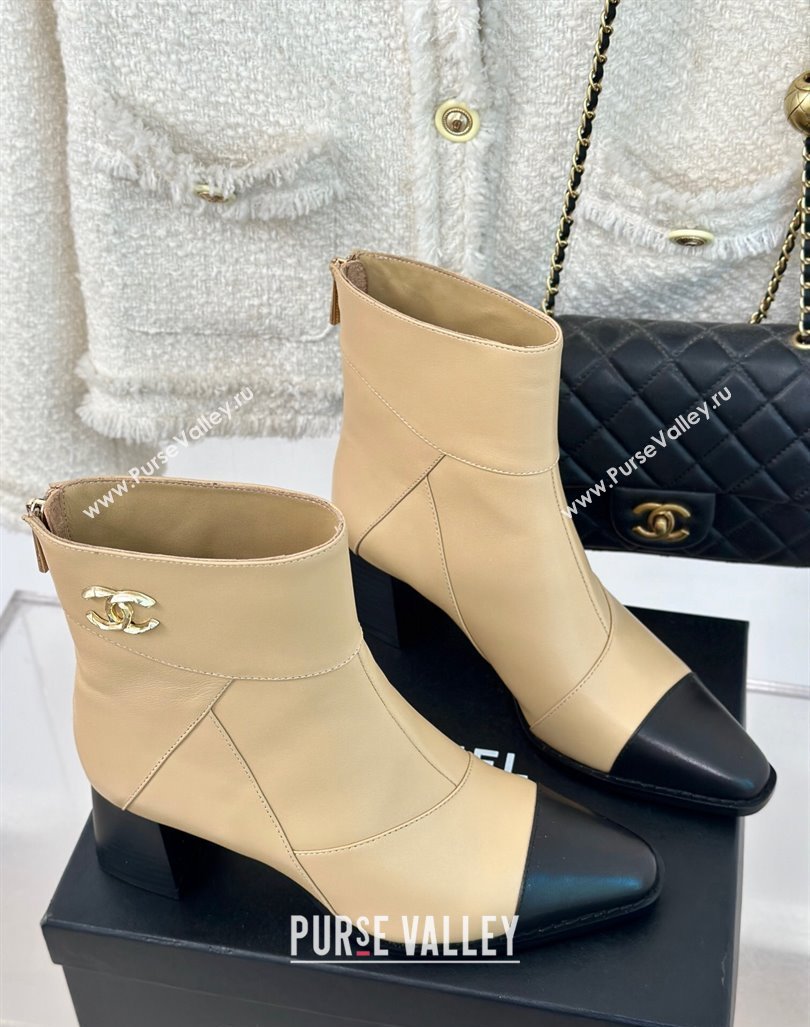 Chanel Patchwork Lambskin Ankle Boots Beige 2024 CH101618 (MD-241016068)