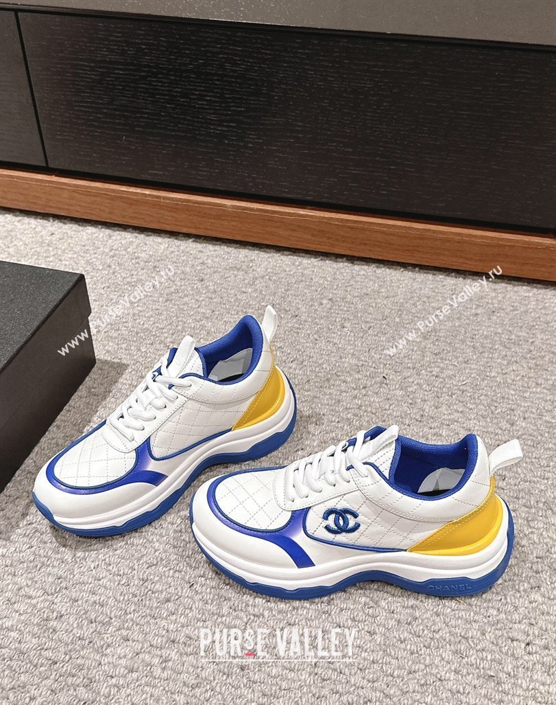 Chanel Quilted Calfskin Sneakers White/Blue 2024 CH1016283 (SS-241016108)