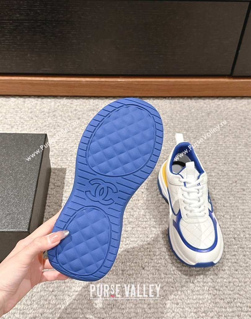 Chanel Quilted Calfskin Sneakers White/Blue 2024 CH1016283 (SS-241016108)