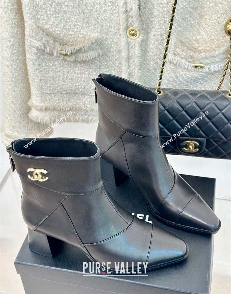 Chanel Patchwork Lambskin Ankle Boots Black 2024 CH101618 (MD-241016069)