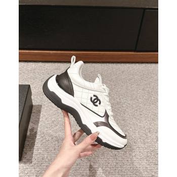 Chanel Quilted Calfskin Sneakers White/Black 2024 CH1016283 (SS-241016110)