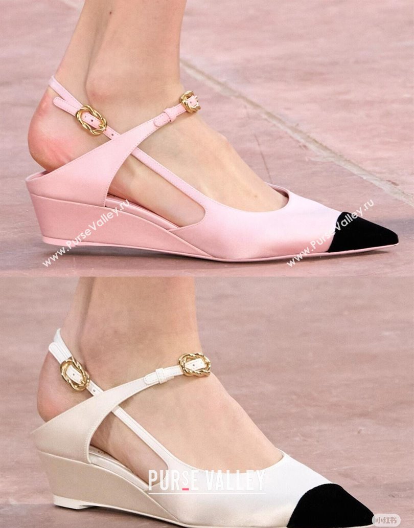 Chanel Satin Grosgrain Wedge Slingbacks Black 2025 CH041724 (MD-250417142)