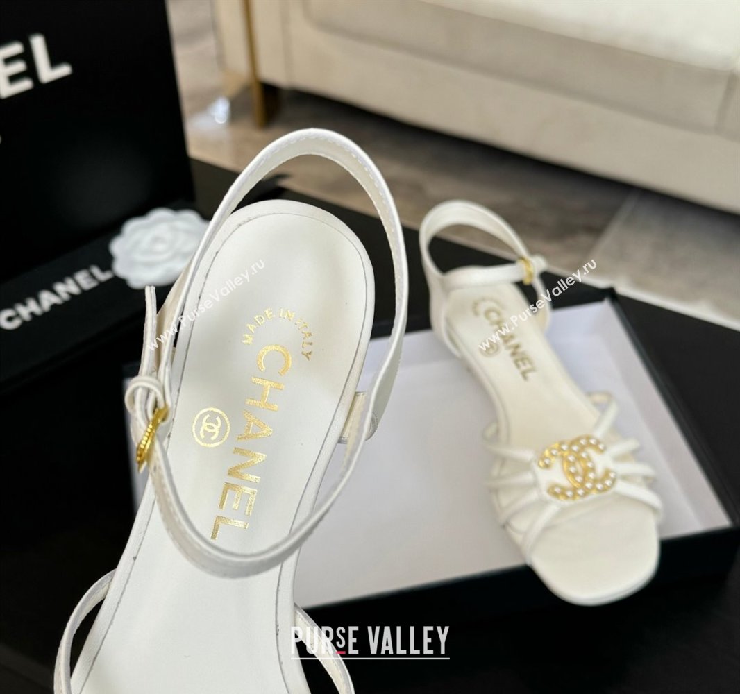 Chanel Lambskin Flat Sandals with CC Patch White 2025 G46275 (MD-250417061)