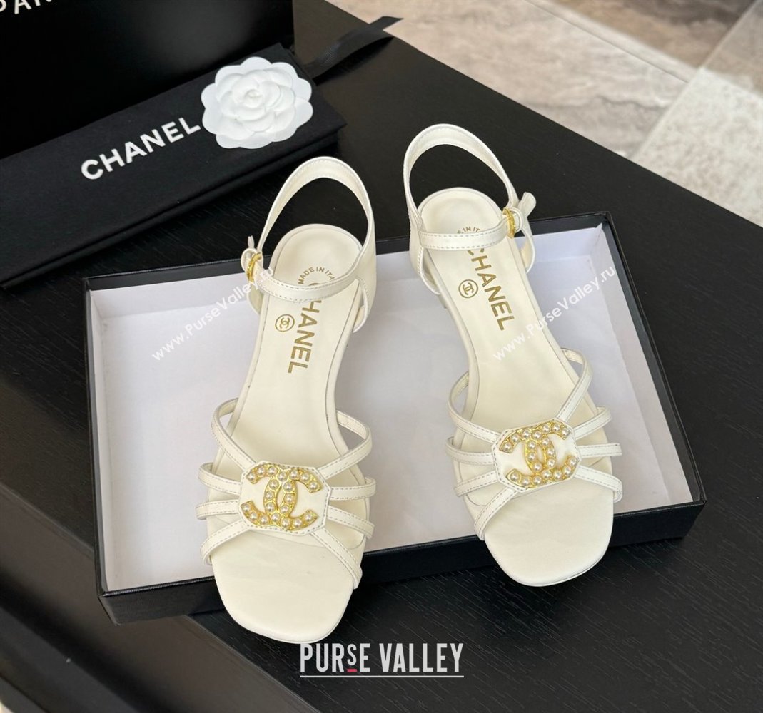 Chanel Lambskin Flat Sandals with CC Patch White 2025 G46275 (MD-250417061)