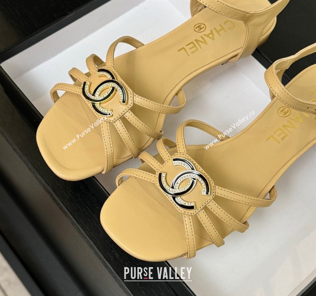 Chanel Lambskin Flat Sandals with CC Patch Beige 2025 G46275 (MD-250417063)
