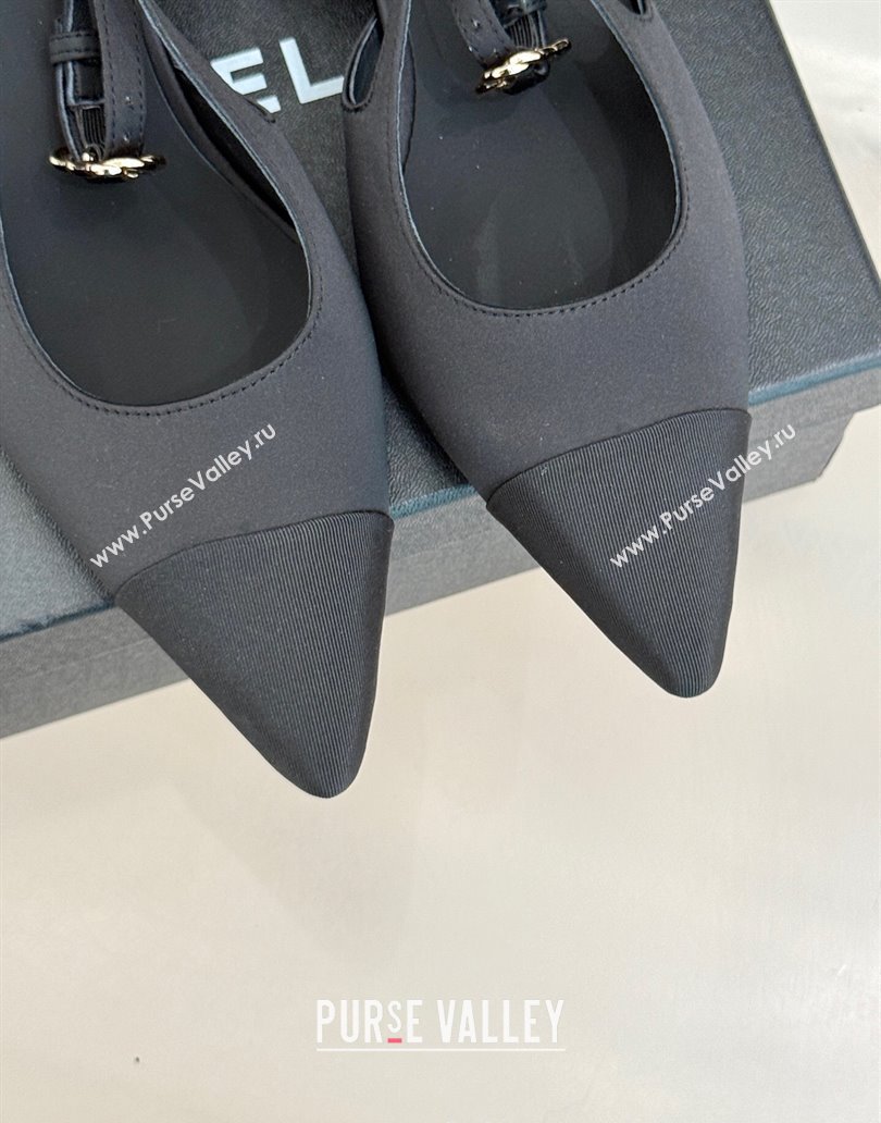 Chanel Satin Grosgrain Wedge Slingbacks Black 2025 CH041724 (MD-250417142)
